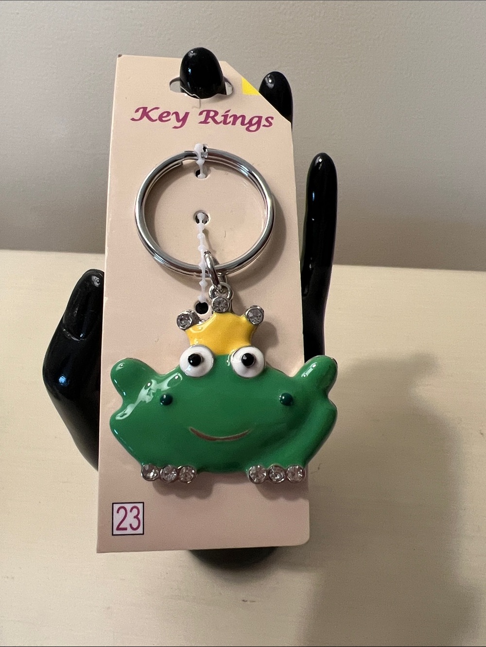 Key Ring Green Frog w/Crown